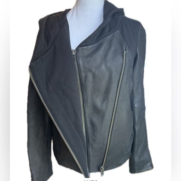 NWOT Helmut Lang 100% Lamb Leather Jacket 2 Asymmetrical Zip Double Lined Coat S - Picture 3 of 16